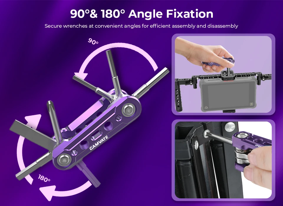 Folding 6-in-1 Detent Folding Multi-Tool Kit Universal DSLR Camera Rig Folding T