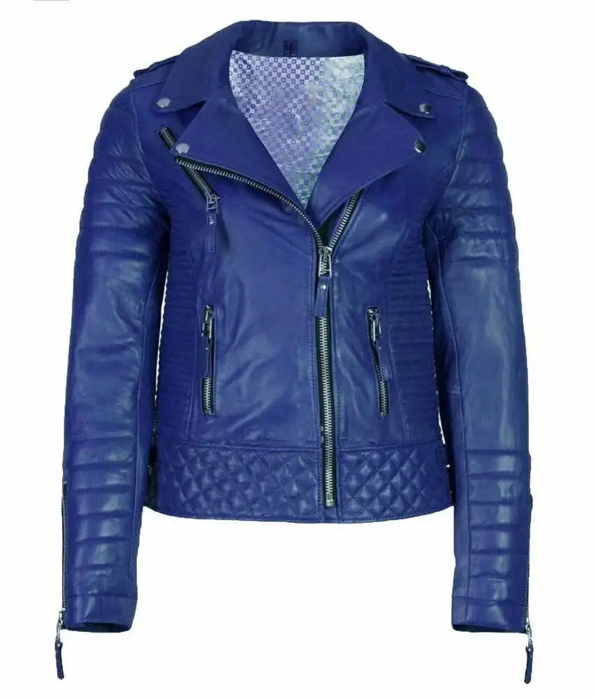 Women Leather Jacket Stylish Quilted Motorcycle Biker Jacket for Women Real Leather Coat