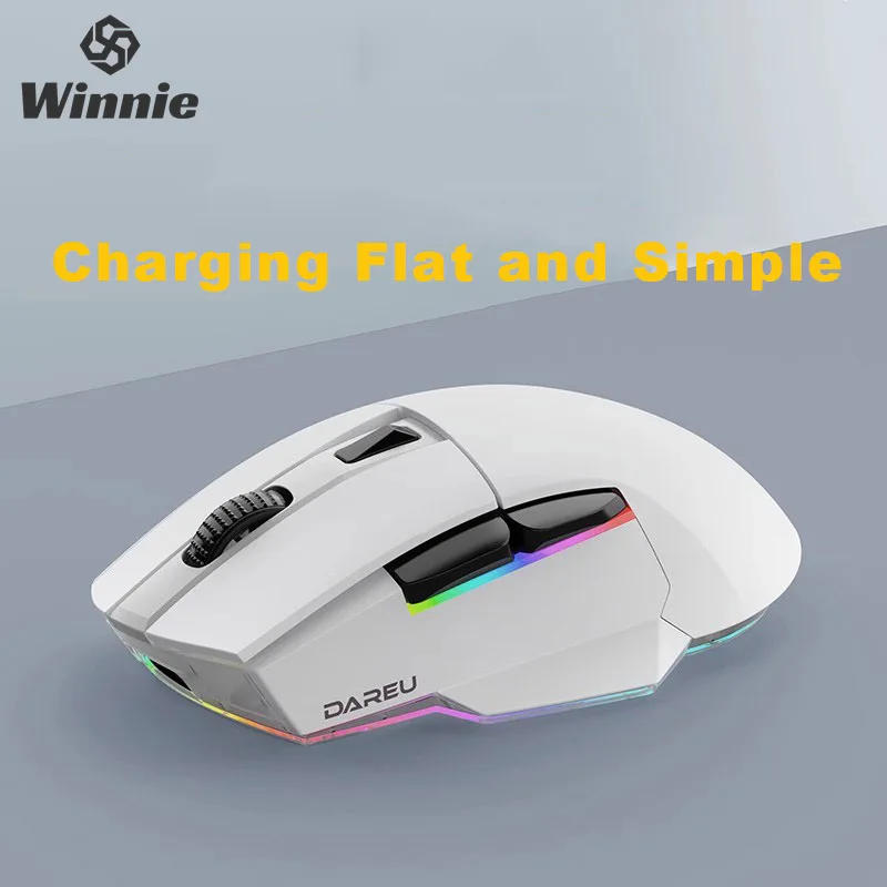 

Dareu A955 Wireless Thri Mode Lightweight Mouse 12000DPI RGB 5rd Gear DPI Gaming Mouse Bluetooth Magnetic Charging Office Mouse