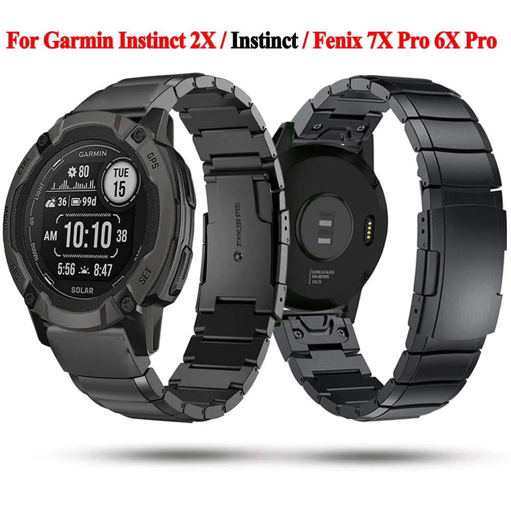 

22mm 26mm Stainless Steel Watchband Strap For Garmin Instinct 2X Fenix 6X 6 7X 7 Pro 5X 5 Plus Smartwatch Band QuickFit Bracelet
