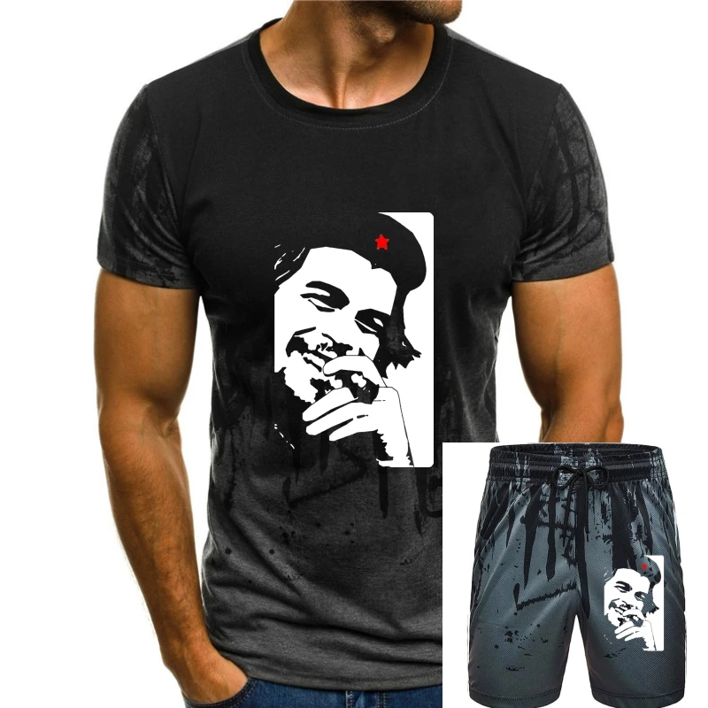 

Винтажная хлопковая рубашка Che Guevara, черная, белая рубашка