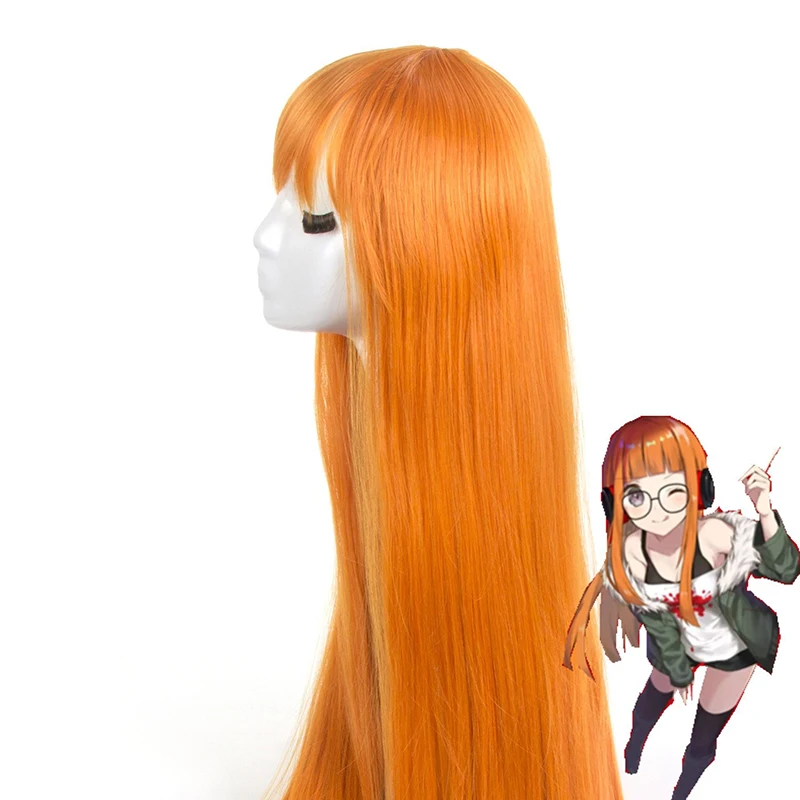 Persona 5 Futaba Sakura Pink Long Straight Hair Cosplay Wig