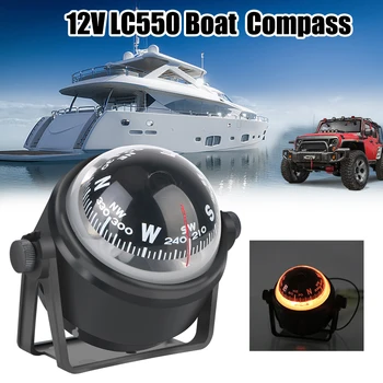 Bussola nautica 12V posizionamento di navigazione bussola per barca impermeabile LC550 con luce a LED elettronica rotante a 360 °