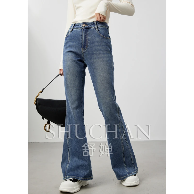 Shuchan 93% Cotton Women Jeans  Pantalones De Mujer  Pants Women  Full Length  Skinny  Flare Pants  Jeans Woman  Pantalones