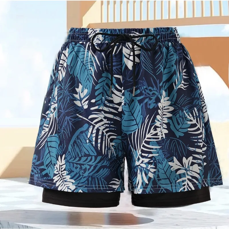 Swim trunks Swim shorts Men's Swimming Trunks Large Size Professional Double-layer Swimming Trunks Men's 5-point Anti-embarrassment
