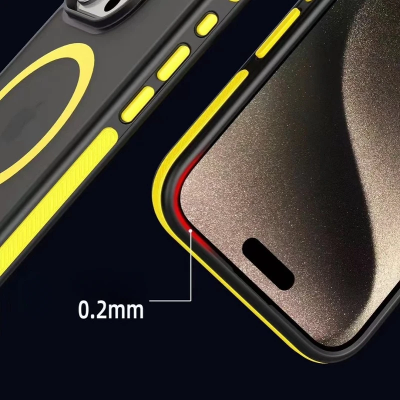 For iPhone 16 Pro Max Luxury Magsafe Magnetic Matte Bicolor Frame Phone Case For iPhone 12 13 14 15 Plus 17 Air Protective Cover view 4