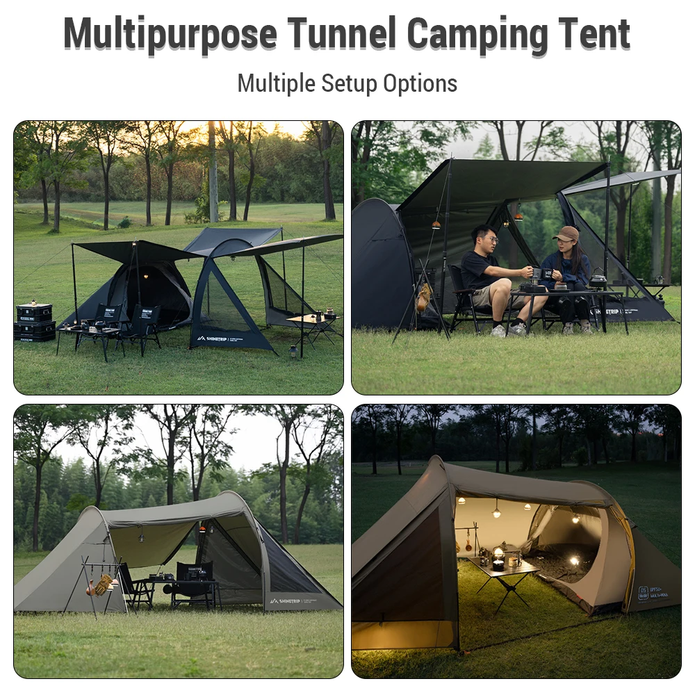 Motorcycle Camping Tunnel Tent 2 Room Tents for Camping Waterproof and UV Protection 150D Oxford Cloth Detachable Inner Tent 5