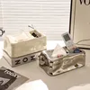 Silver Ceramic Tissue Box Fold Pattern Irregular Ice Shape Silver Rabbit Napkin Holder Paper Towel Holder Home Desktop Storage 3