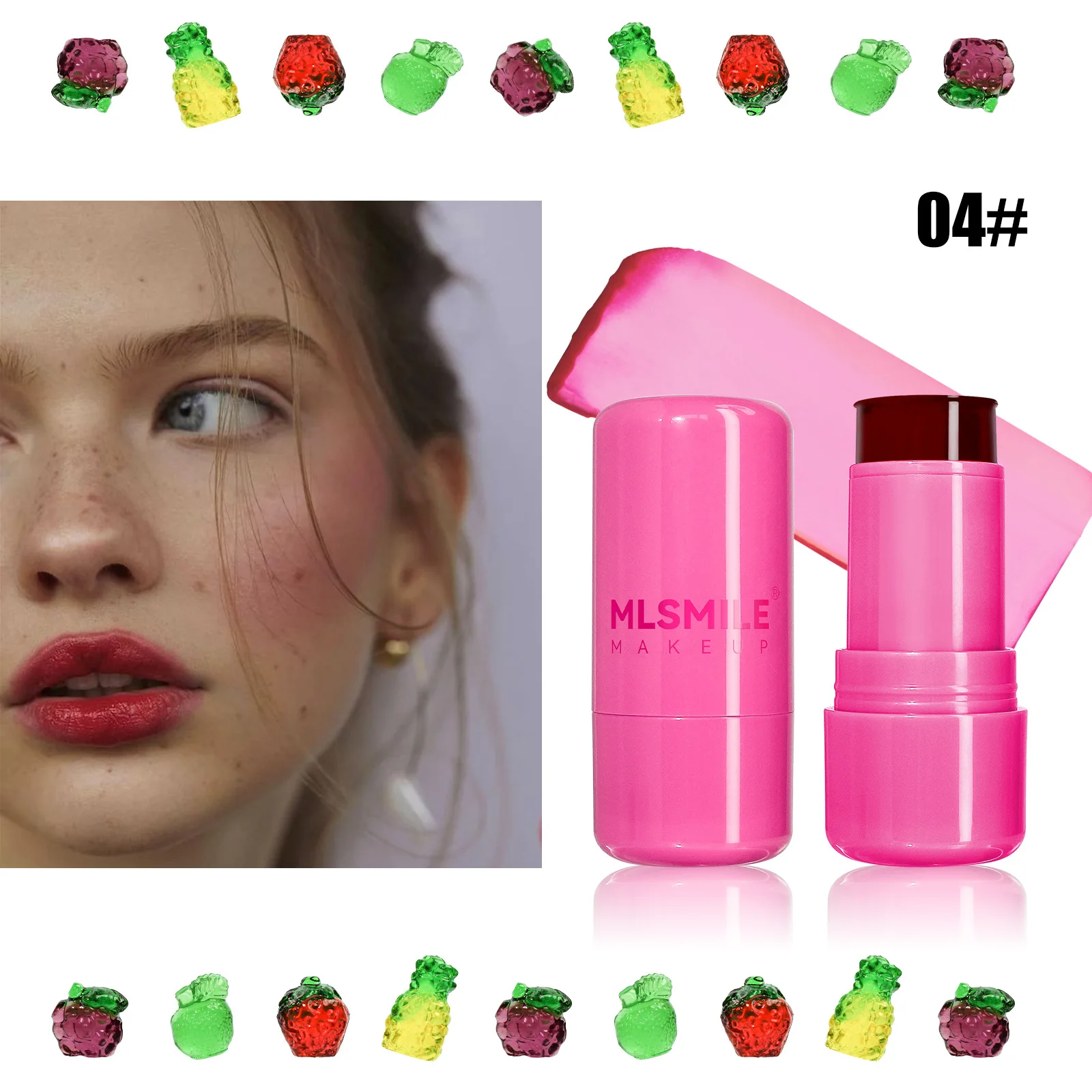 MLSMILE Jelly Blush Lip Cheek Dual-use Clear Lip Dye Lipstick Brightening Lip Gloss Stick Longlasting Easy To Smudge Cosmetics 6
