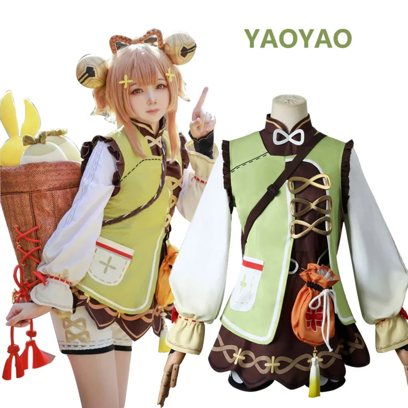 

Аниме игра Genshin Impact YaoYao косплей костюм женщины дети Лолита платье брикет Yao костюм Хэллоуин Карнавальный наряд