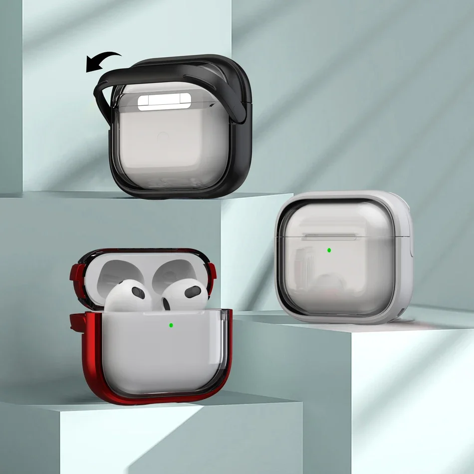 Transparent Protective AirPods Case with Hook and Stand