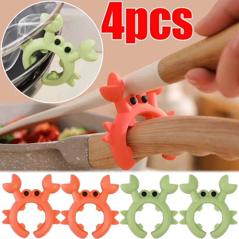 Accessorio Cucina Anti Goccia 4 Supporti Per Spatola A Forma Di Granchio In Silicone - Antiscottatura, Regolabili, Per Pentole E Padelle Supporto Utensili Silicone Anti Calore