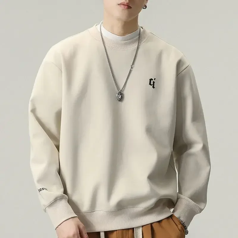 Sudadera con capucha de estilo hip hop sin capucha, ajustada, de cuello redondo, para hombre, sudadera con cuello redondo, novedad en Y2k, estilo vintage, holgada
