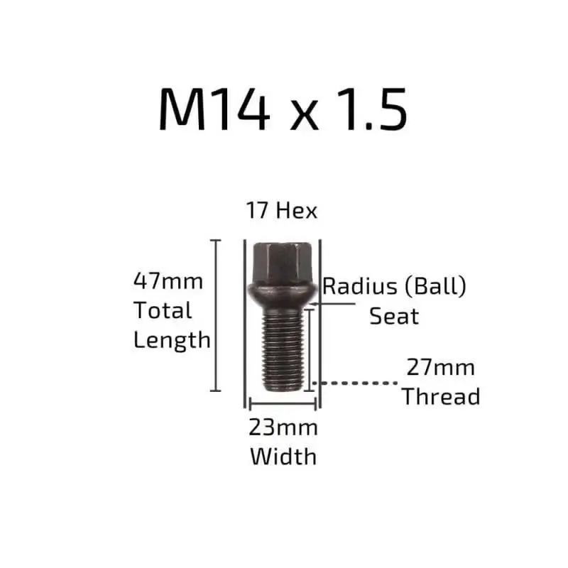 20 X M14 X 1.5 50MM BLACK TAPERED ALLOY WHEEL BOLTS FIT VW TRANSPORTER T5 / T6 | UK