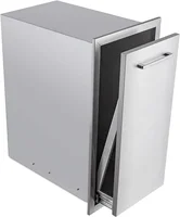 Pull-Out Trash Drawer Stainless Steel Outdoor Kitchen Trash Drawer Storage for One 10 Gallon Commercial Wastebasket 1