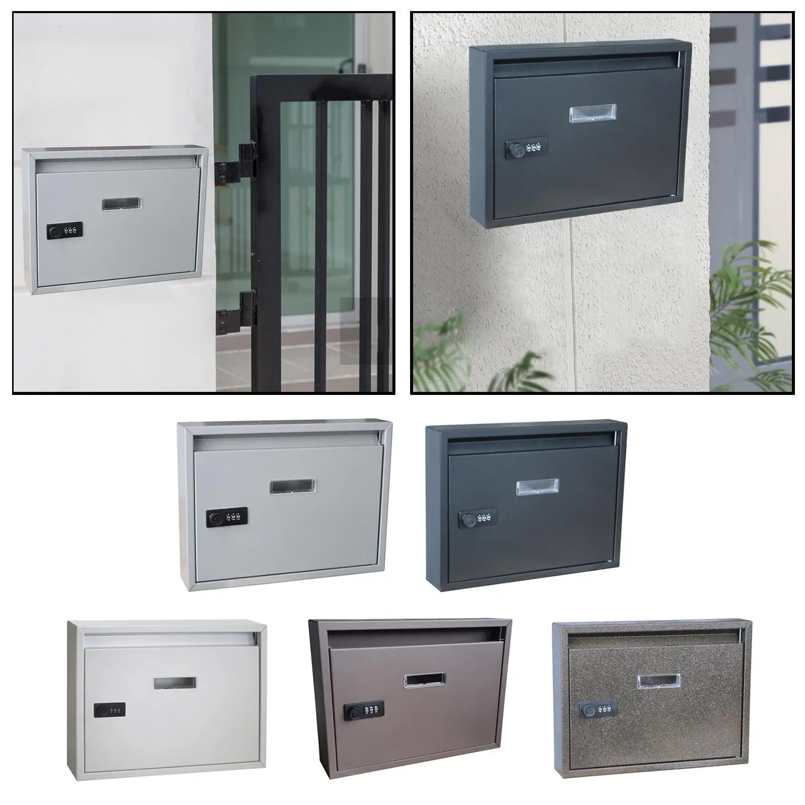 Metal Mailbox Post Lockable Mail Box Hanging Suggestion Box Front Door Gate Secure Large Storage Outdoor Decoration