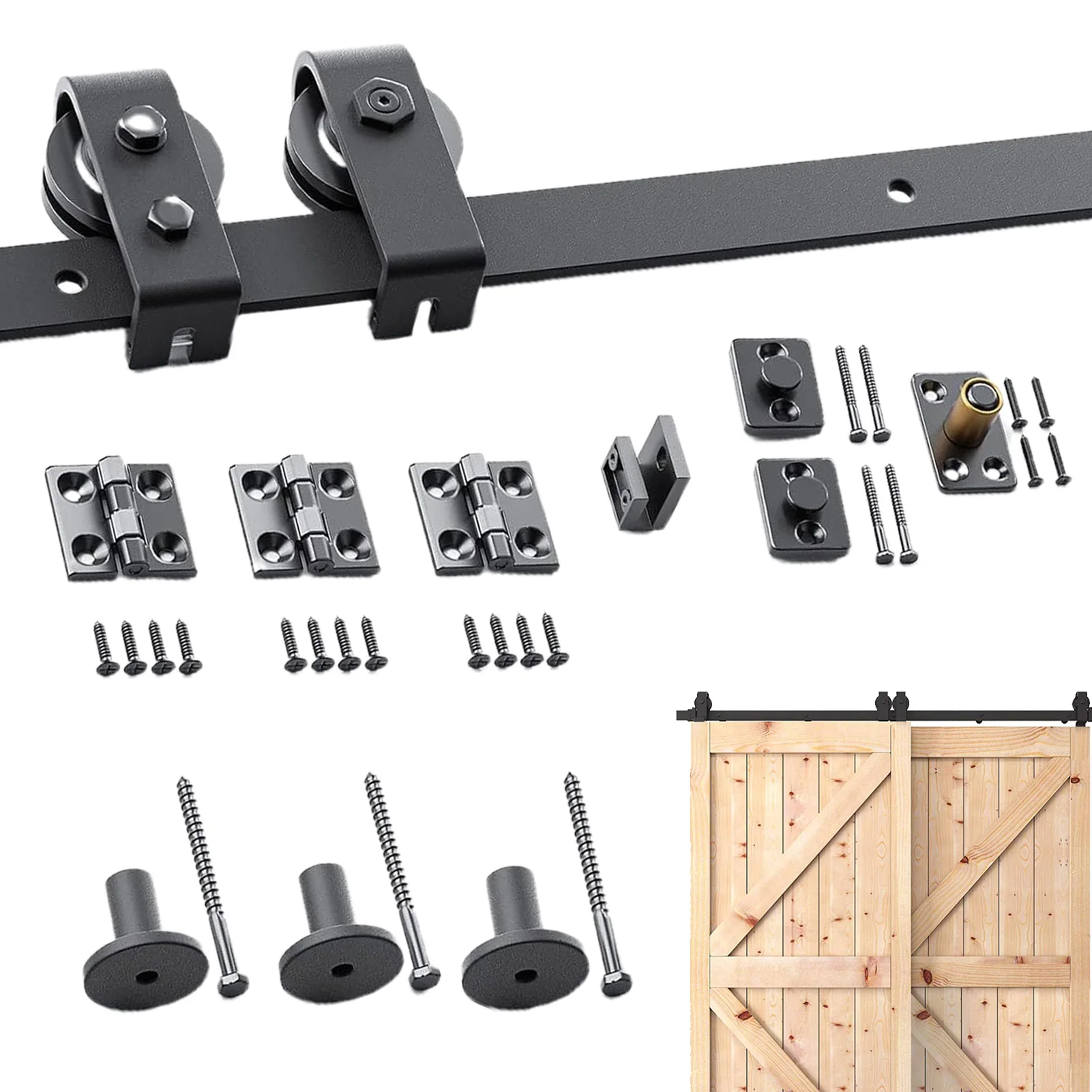 Carbon Steel Hardware Kits Set Rail Sliding Barn Door Rail Hardware Floor Guide Sliding Door Warehouse Door Accessories Door