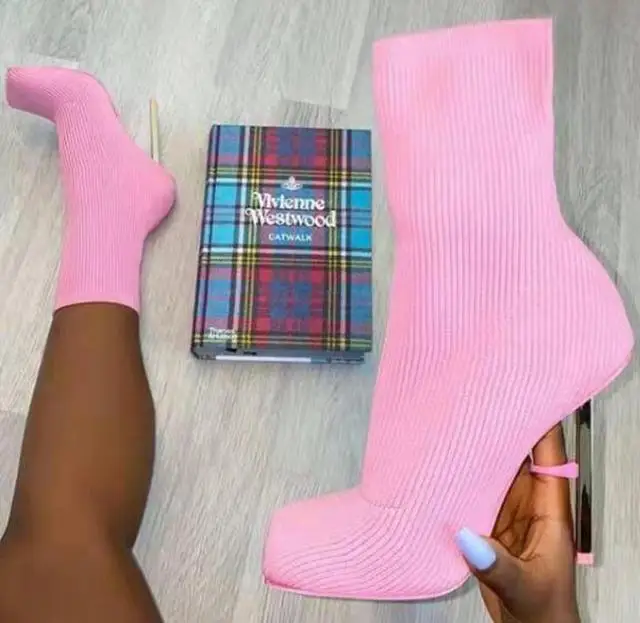 Women's Boots Sexy Stiletto Knit Socks Boots Comfortable Stiletto High Heel Short Boots