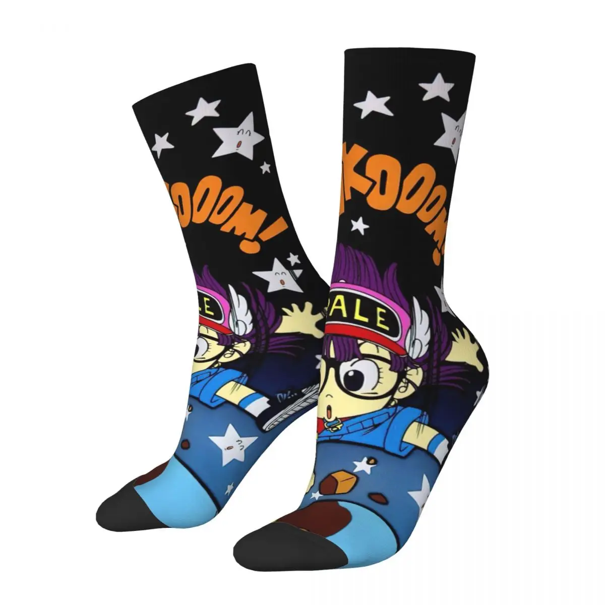 

Hip-hop ARALE HOYOYO Cute Soccer Socks Dr. Slump Robot Girl Polyester Middle Tube Socks for Unisex Sweat Absorbing