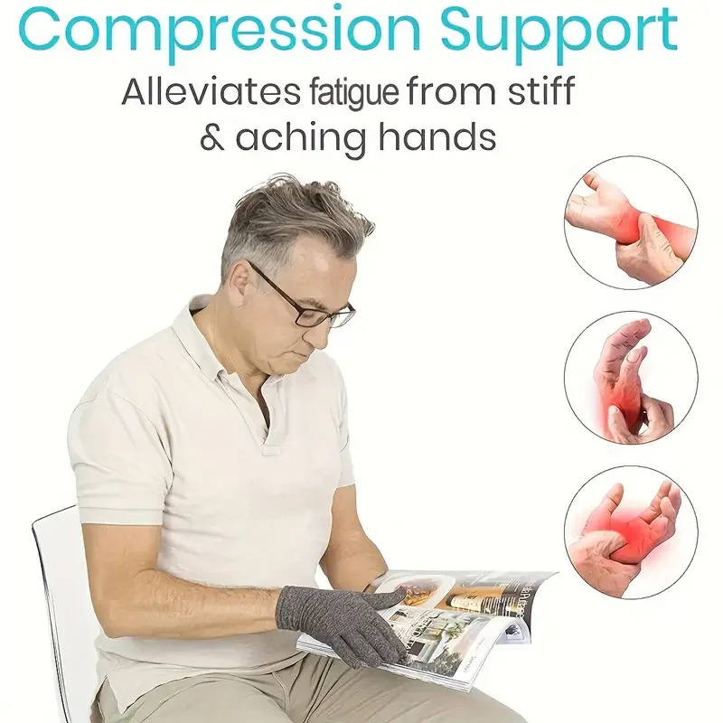 1Pair Unisex Compression Full Finger Gloves For Arthritis Therapy Rehabilitation Touch Screen