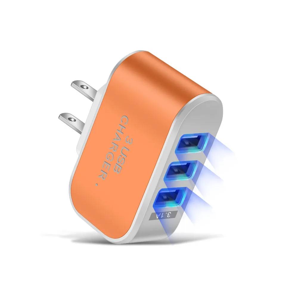 3 Ports Charger Station USB US Charger Wall Home Travel AC Adapter for Huawei Xiaomi iPhone Candy Colors
