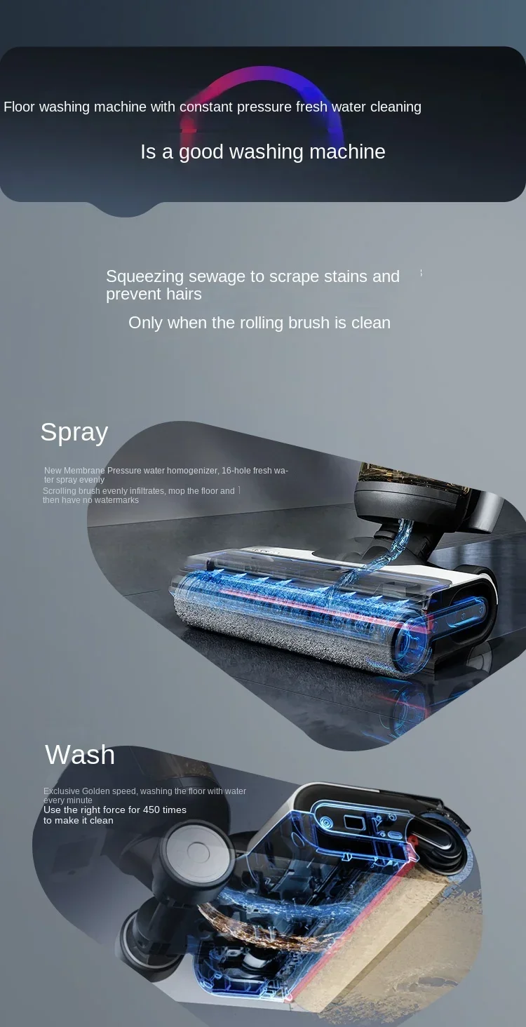 TINECO Fuvan 2.0ProLedc Floor Washing Machine Antibacterial Suction Mop Mop Household Appliance Cleaning Machine Double Welt 6