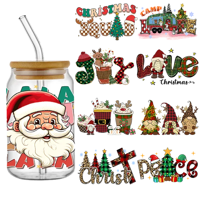 Sticker - Cartoon Christmas UV DTF Cup Wrap Transfer Stickers