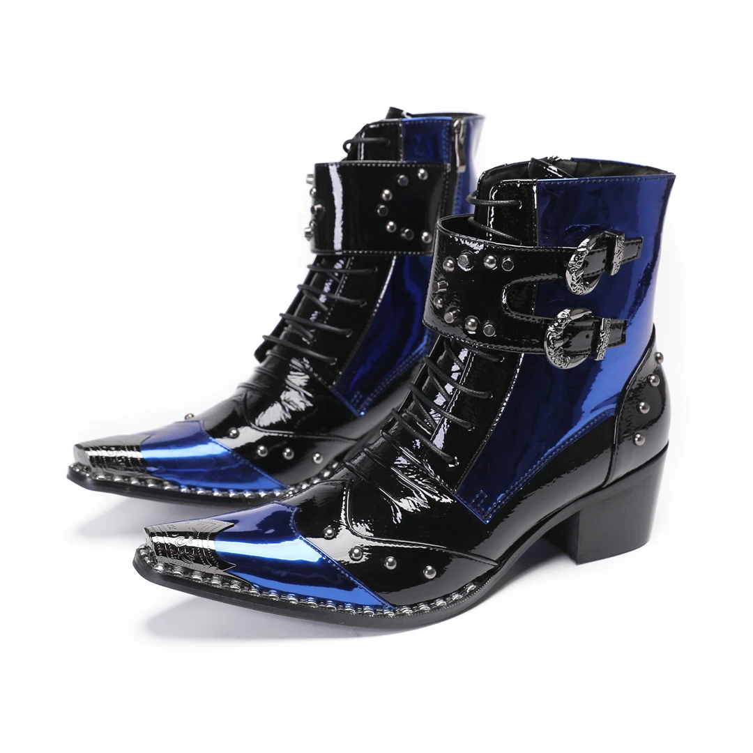 Rock Pointed Toe botines hombre Knight wedge personalize Motor High Boot handmade botas