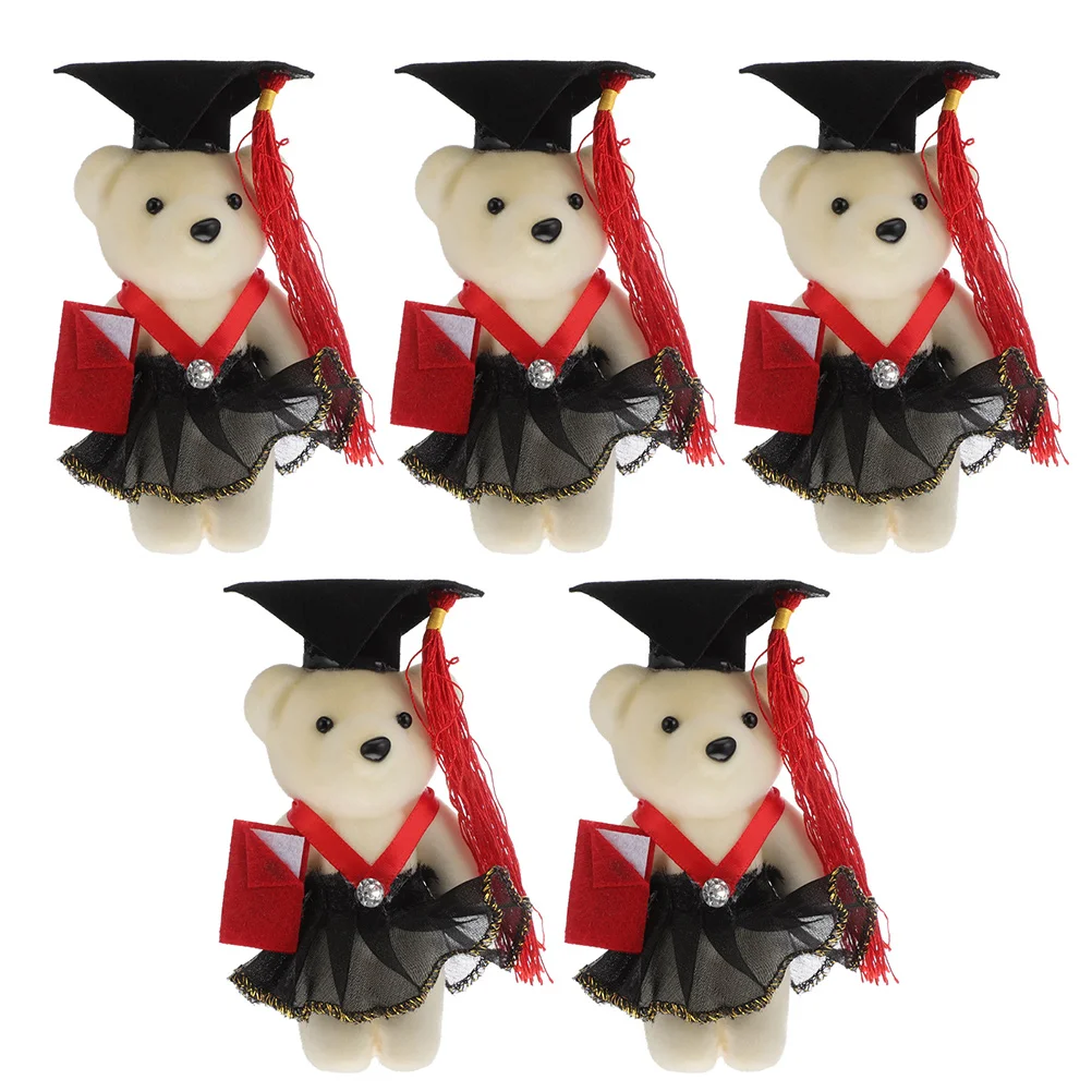 

5 Pcs Graduation Season Dr Bear Decorations Dolls Bouquet Craft Flower Non-woven Fabric Bears Ceremony Gift