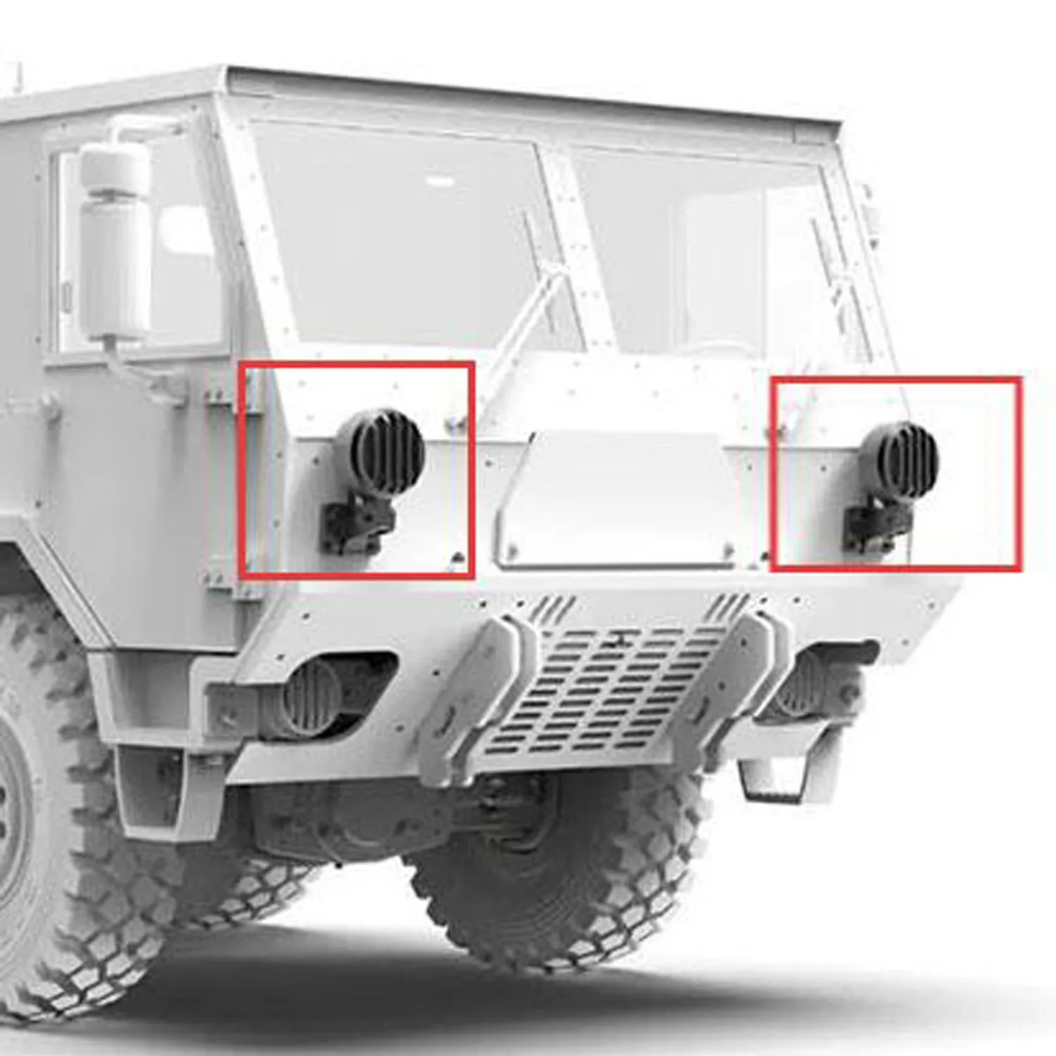 Détail du projecteur de toit en métal CNC Capo CUB3HL avec vis apparentes et surface texturée.