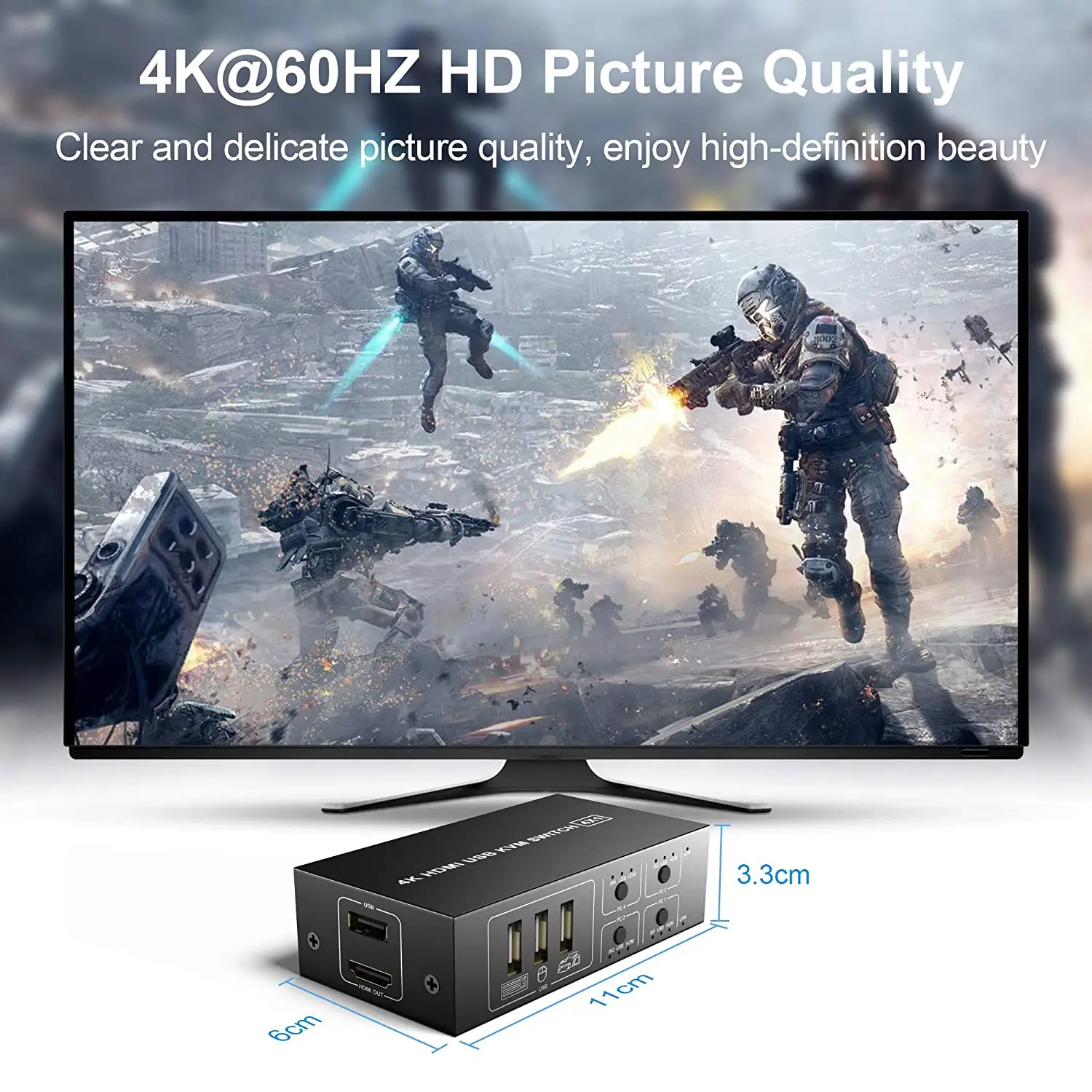 4-Port HDMI KVM Switch with Desktop Controller for Seamless Peripheral Sharing