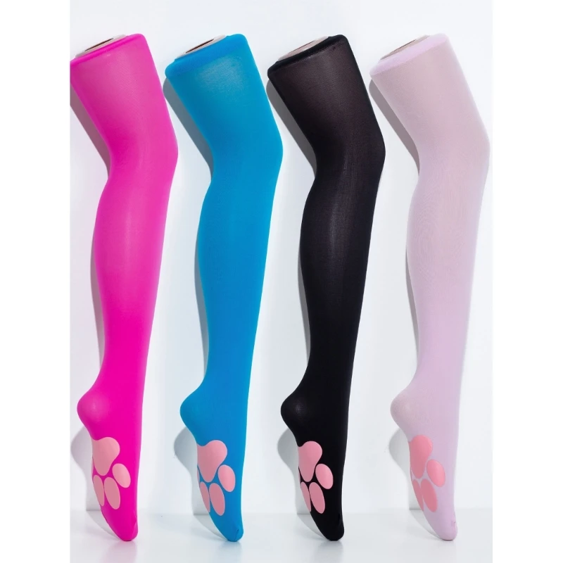 

Cat Paw Thigh High Socks Soft Over Knee Stockings Kitten Claw Pad Socks Pink Cat Paw Long Boot Socks Women Girls