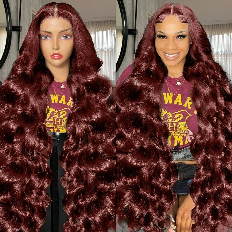 Melodie 220% HD 13x6 Reddish Brown 30 40 Inches Body Water Wave Human Hair Wigs 13x4 Lace Frontal Red Color Lace Front Remy Wig
