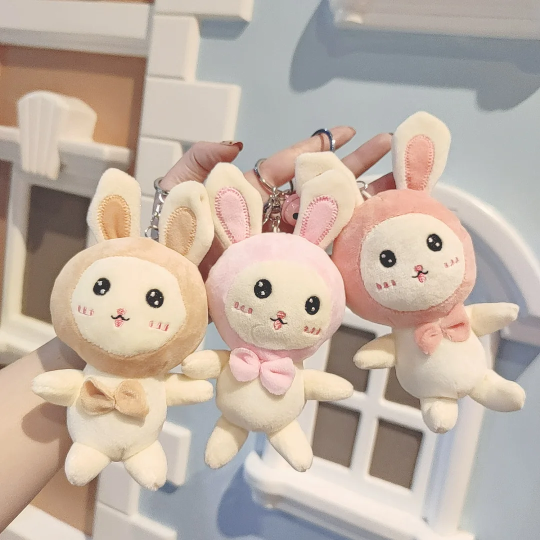 

new Cut happy bow rabbit pretty kawaiyi keychain lifelike pendant soft doll trend Exquisitel fashione decorate birthday gift