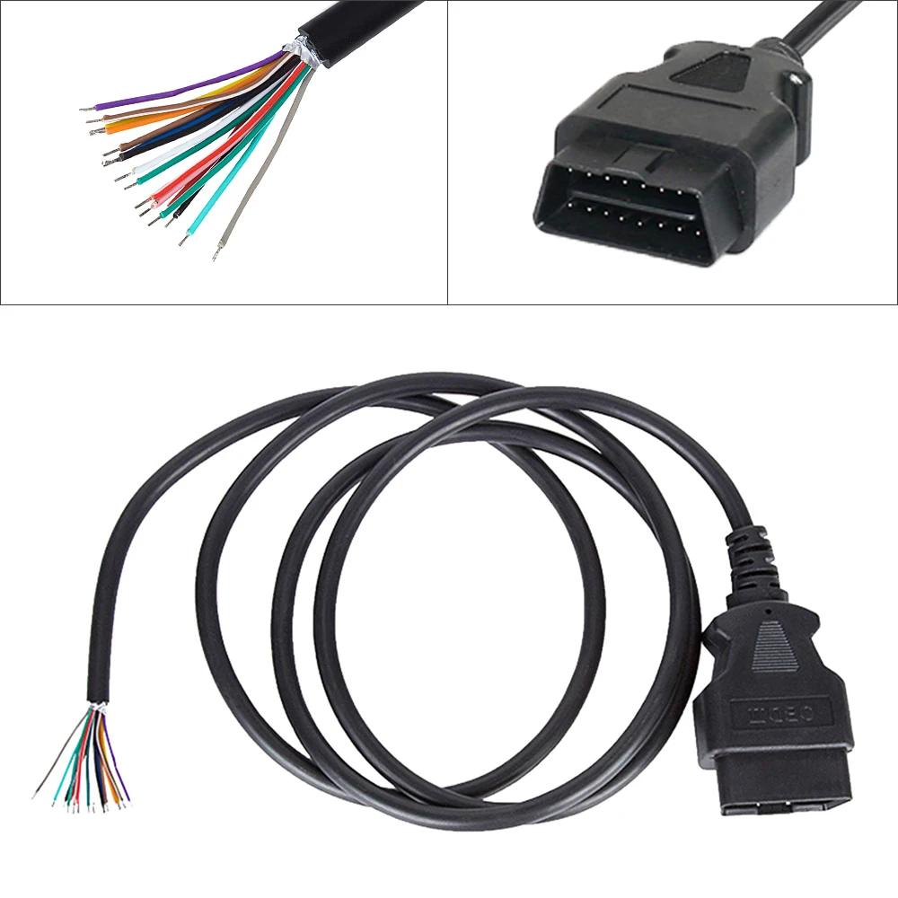 

1Ft 16Pin Car OBD2 Scanner Diagnostic Male Extension Cable Automobile Coaxial Speaker Audio Cables Line