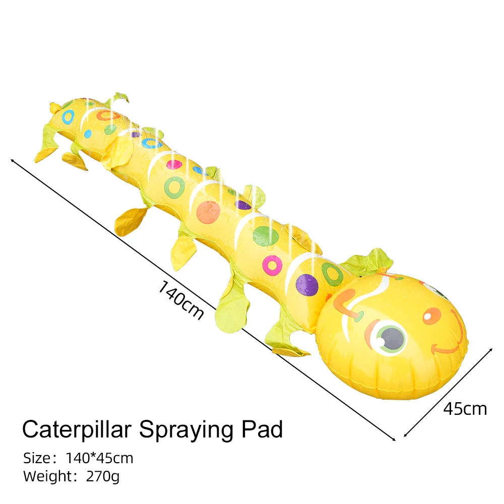 Caterpillar Sprinkler Pad Splash Play Mat for Kids Toddlers Summer Outdoor Backyard Lawn Water Toys Inflatable Spray Pad - 5