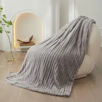 New milk velvet widened striped blanket (single layer double sided) air conditioning blanket multifunctional cover blanket 2
