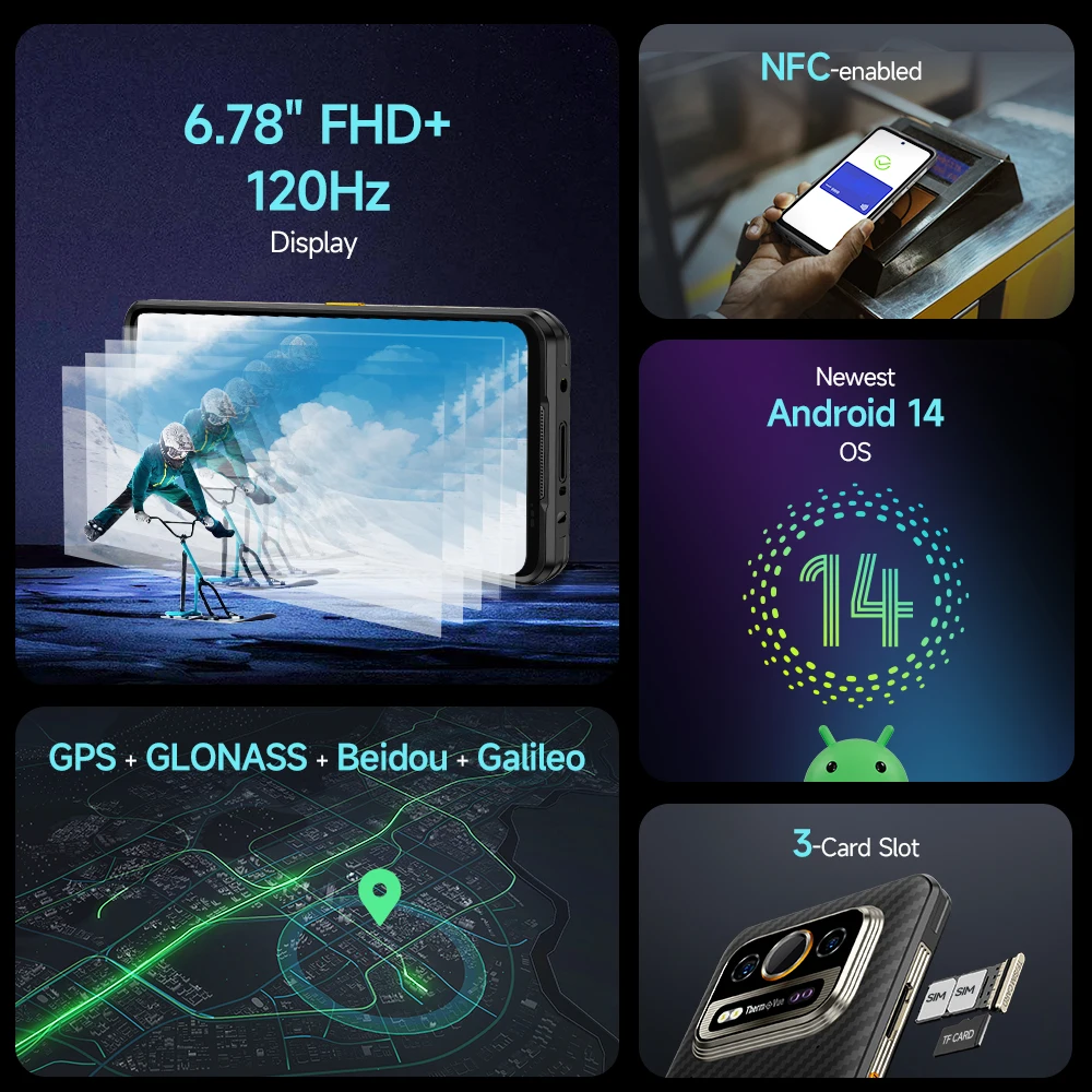 Ulefone Armor 25T Pro 5G  Rugged Phone  Android 14 30W Wireless Charging 50MP+64MP Night NFC Waterproof Smartphone 6