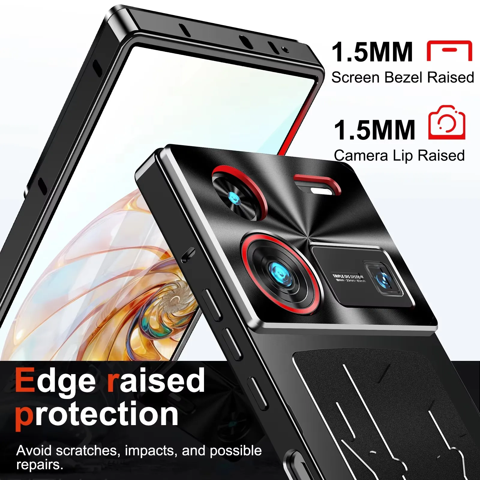 Shockproof Metal Bumper Frame Case with Premium Graphene Heat Dissipation and Aluminum Lens Protection
