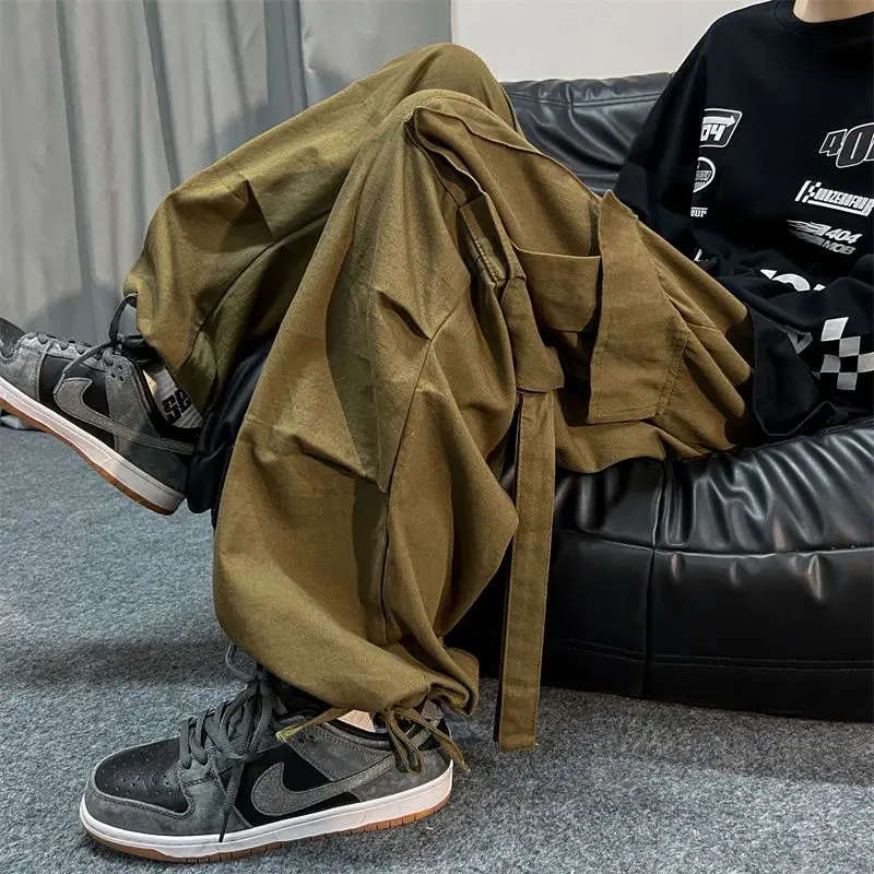 ArmyGreen Cargo Pants for Men Oversize Cargo Trousers Male Green Loose Casual Japanese Streetwear Y2k Hip Hop Pocket Big Size