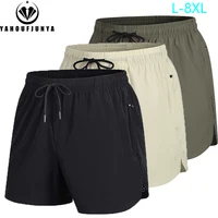 Summer Men Outdoors Sport Joggers Fitness Quick Dry Shorts Men Ice Silk Elastic Waist Breathable Straight Loose Short Male 8XL 1