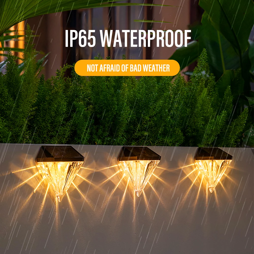 Ηλιακό φως LED IP65 αδιάβροχο εξωτερικό φωτιστικό τοίχου από τοιχοποιία, κατάλληλο για διακοσμητικό φωτισμό κήπου, φράχτη βεράντας_voghion.com