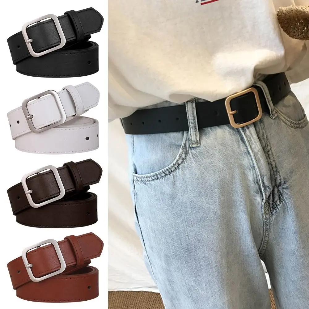 

Fashion PU Leather Belt Women Square Buckle Pin Buckle Jeans Black Belt Chic Fancy Vintage Strap Female Waistband