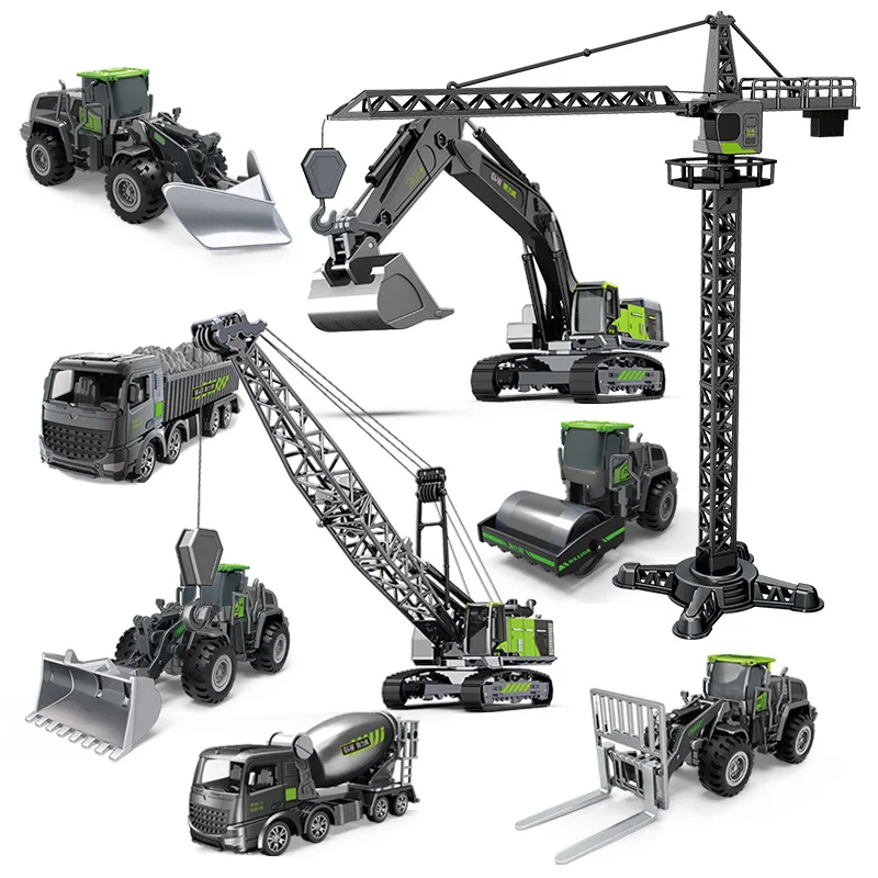 

Cars Trucks Model Engineering Vehicle Toys Simulation Alloy Bulldozer Excavator Tractor Crane Collection Model Kid Birthday Gift