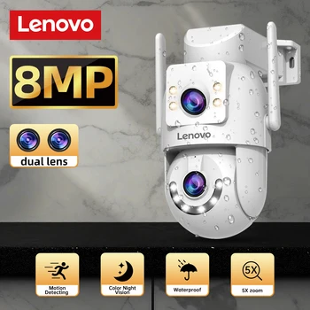 Telecamera di sicurezza esterna Lenovo HD da 8 MP con doppia lente Doppio schermo Monitoraggio AI Protezione di sorveglianza per visione notturna a colori PTZ