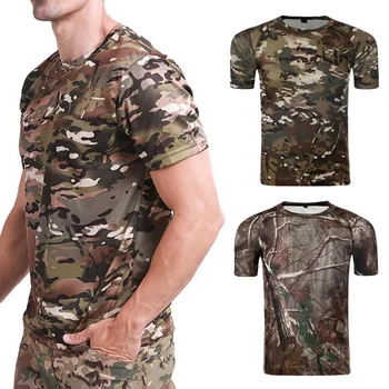 Men Breathable Short Sleeve T-Shirt Quick-Dry Tactical Military Sports Fashion Top Tactical T Shirt Hunting Casual Clothes 1