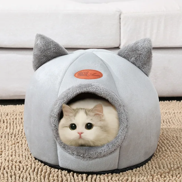 Warm Comfort Cat Bed In Winter Bed For Cats Cat’s House Dog Bed Pet Little Mat Cozy Deep Cave Indoor Nesk Cat Accessories 1