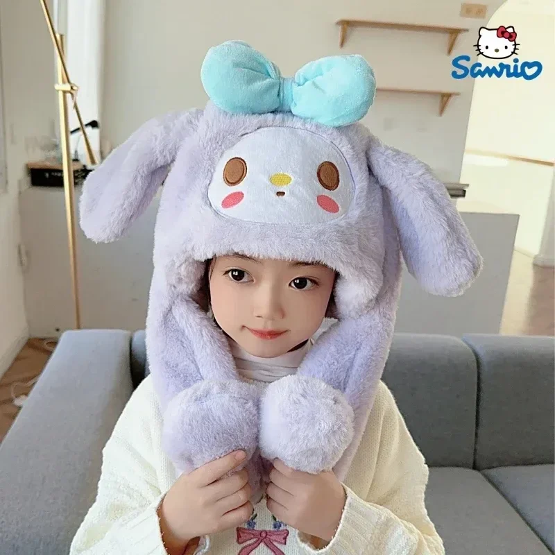 

Sanrio Cinnamoroll Plush Hat Ears Move Cap Cute Sweet Student Winter Warm Hat Girls Children Girlfriend Gift Toy