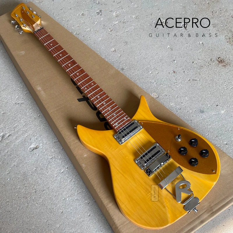 2 Piece Basswood Body Electric Guitar, 24 Frets, Light Yellow Color Guitarra, Gold Pickguard