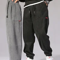 Baggy Corduroy Sweatpants Men Solid Color Casual Autumn Winter Tech Fleece Sport Loose Joggers Harem Pants Male Long Trousers 1